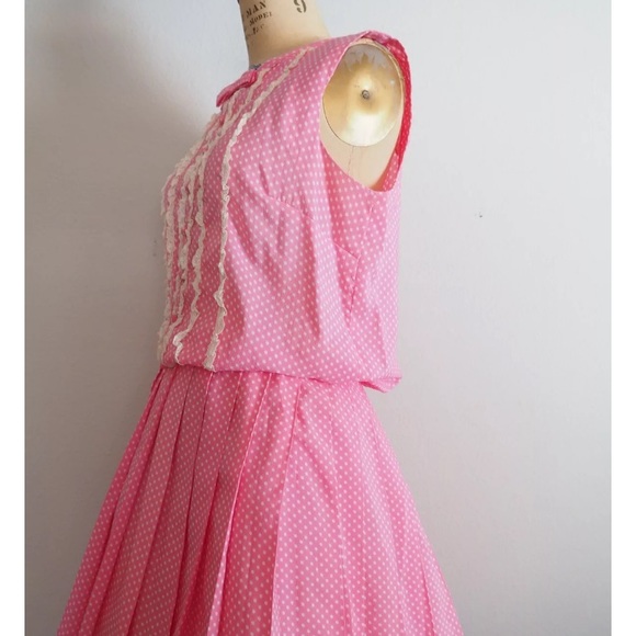 JONATHAN LOGAN Late 1950’s Early 60’s pink polka dot dress - Picture 5 of 6